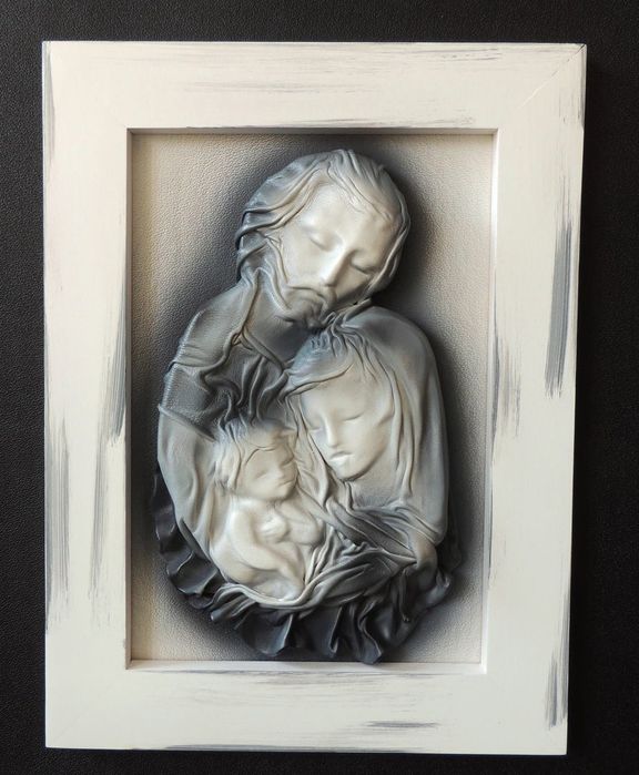 Święta Rodzina - obraz w drewnianej ramie - posrebrzany + DEDYKACJA