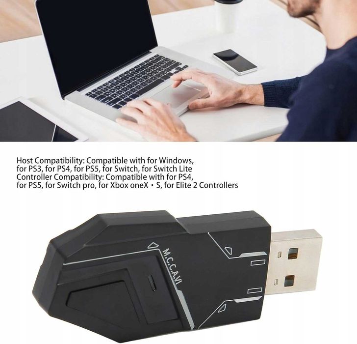 NALACAL Bezprzewodowy kontroler Adapter do PS5/4/3, Windowns