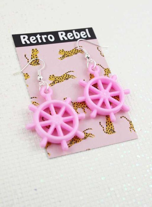 kolczyki KOŁA MARYNARSKIE różowe vintage RR24