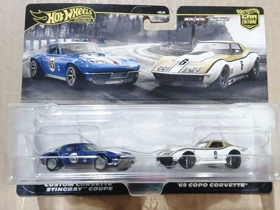 Hot Wheels Premium Car Culture Custom Corvette Stingray Coupe e '69 Copo Corvette