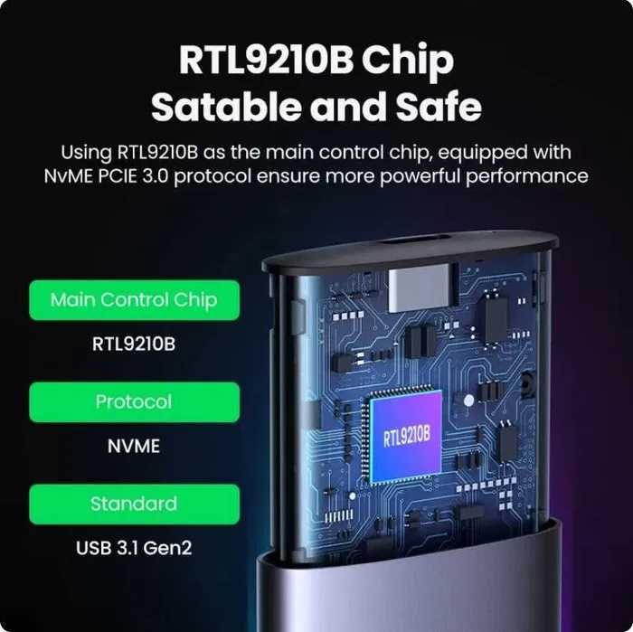 Внешний карман UGREEN CM767 M.2 NVMe PCIe SSD to USB 3.2 Gray