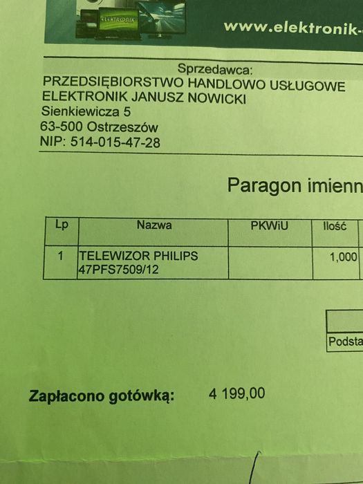 TV Philips 47”  uszkodzona matryca + subwoofer SWB50