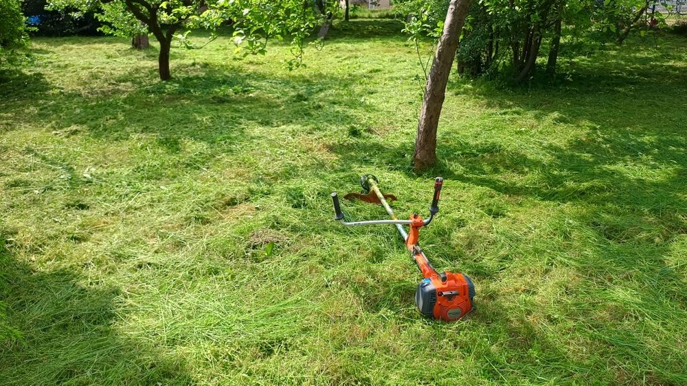Wykaszanie/koszenie traw kosą spalinową.