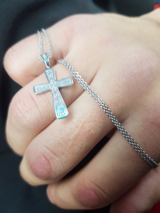 Срібний хрестик та ланцюжок 925