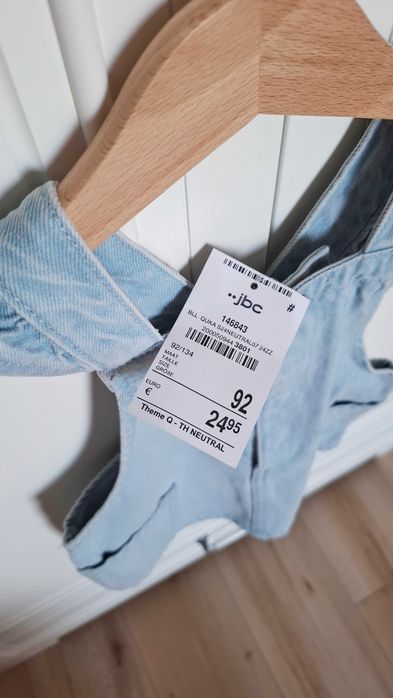 Nowa sukienka jeansowa ogrodniczka denim 92 dziewczęca szelki jbc