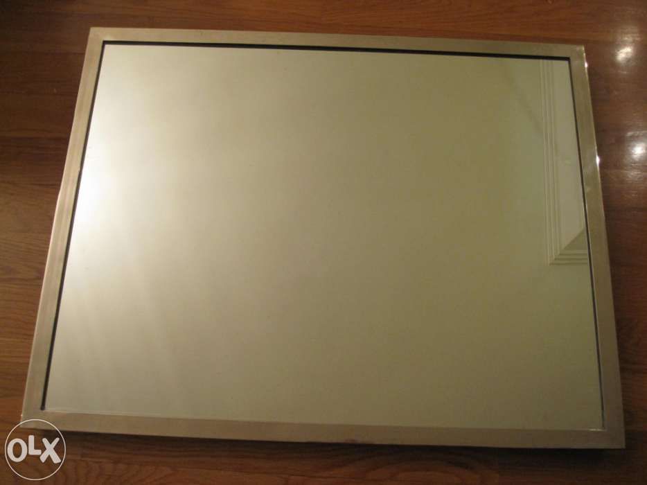 Espelho Moldura Metalizada Prateada Antigo 70 x 55 cm