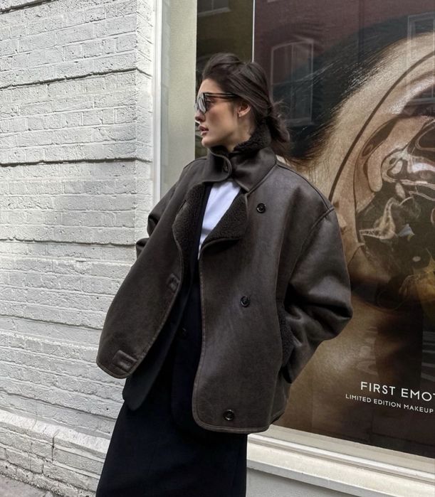 Шоколадна коричнева дублянка Zara оригінал трендова