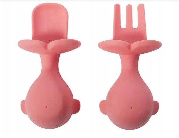 Sztućce silikonowe dla dzieci widelec łyżka różowy