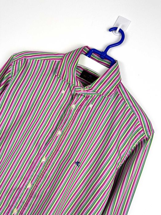 Koszula męska ETRO MILANO Italy Paski kolorowa r. 41 (L)