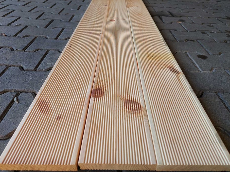 PROMOCJA! Deska tarasowa modrzew ryfel lub gładka 27/45 x 145