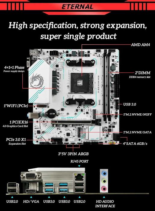 Soyo B550M ARGB Socket AM4 White Edition