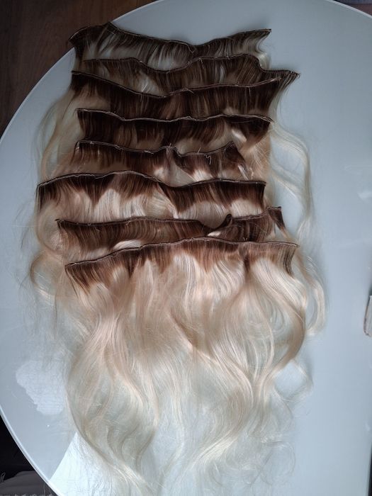 Peruka - wlosy naturalne blond tasiemki