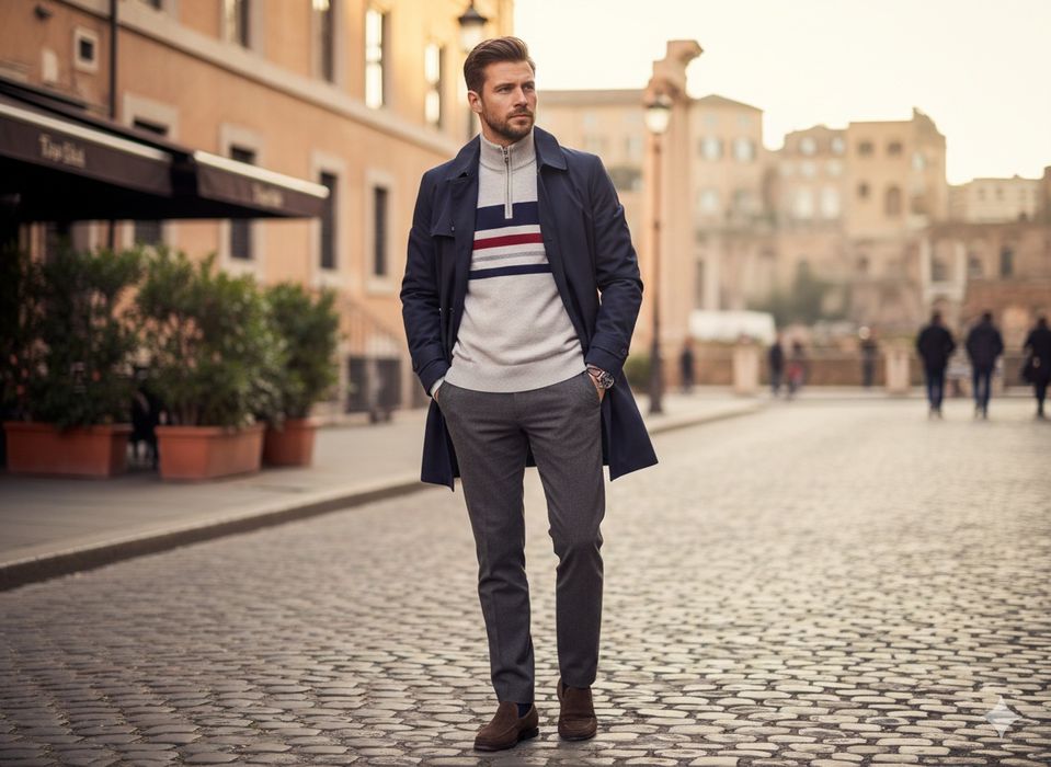 Tommy Hilfiger Quarter-Zip sweter zamek - Elegancki XL