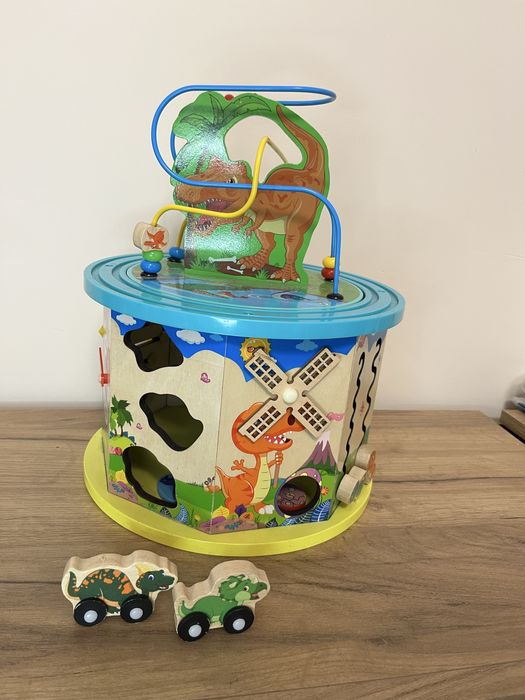 Деревяні іграшки каталка кубики посуд фрукти