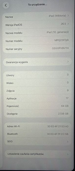 Ipad 10 64gb.