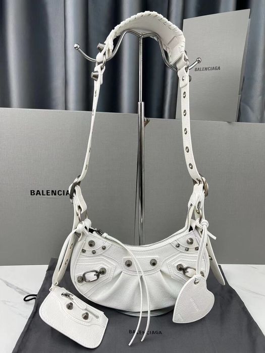 Невелика біла сумка BALENCIAGA le cagole  CITY BAG XS  шкіра