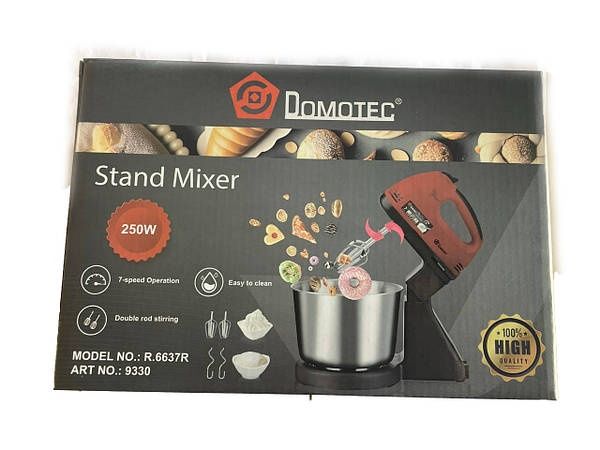 Ручний міксер Domotec R-6637W з металевою чашею 7 режимів 2 л 250 Вт