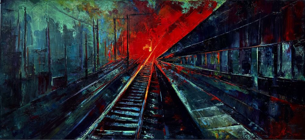 Картина олією на полотні абстрактний пейзаж