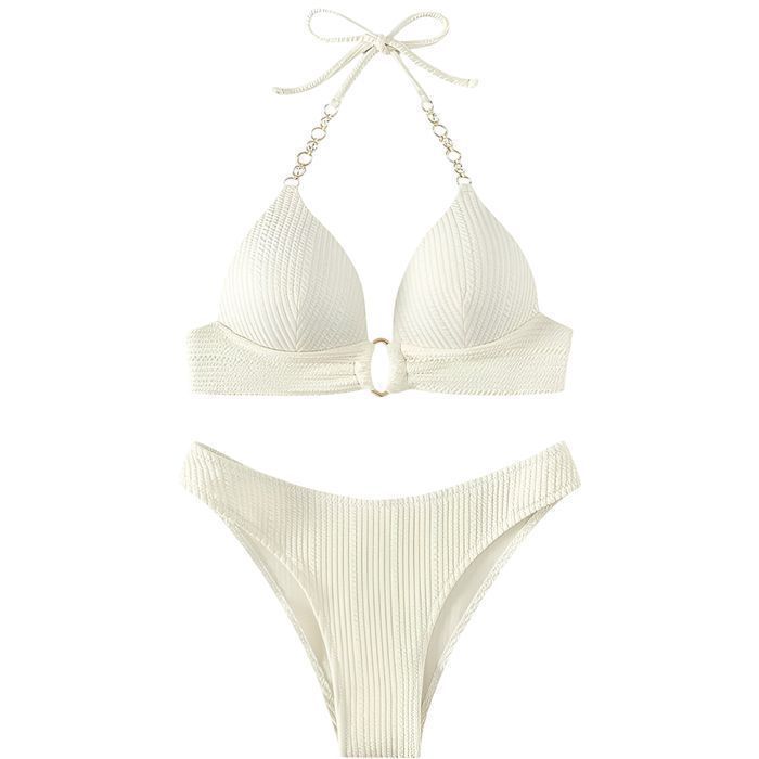 Damski Strój Kąpielowy Dwuczęściowy Bikini Sznurowany Białe XS