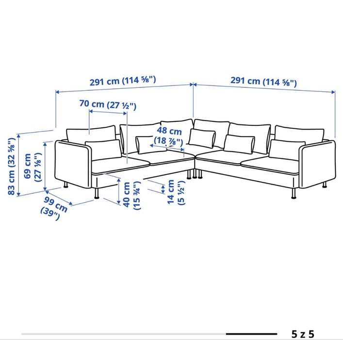 Kanapa narożnik ikea soderhamn szary jak nowy