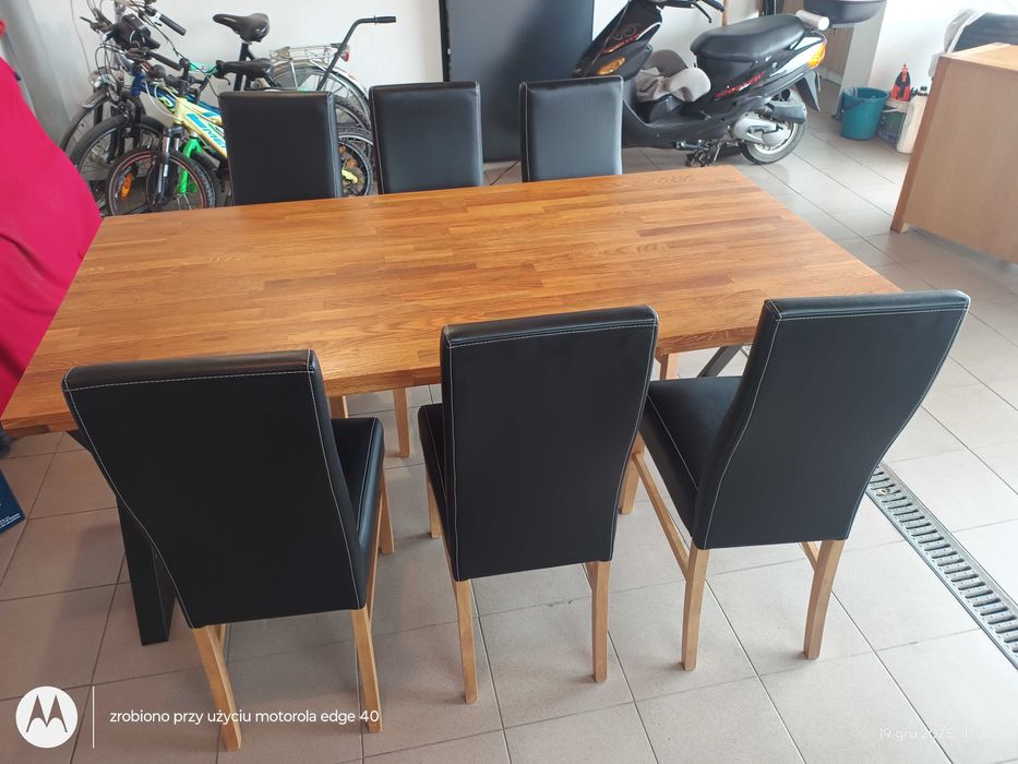 Nowy stół dębowy loft i 6 krzeseł