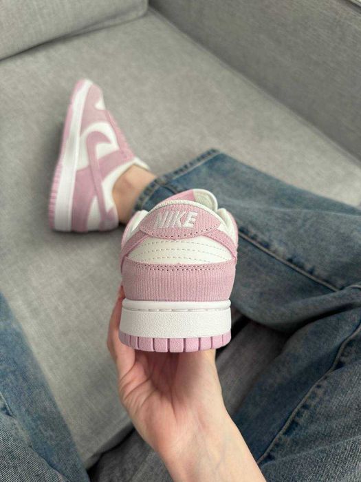 Кеди Nike SB Dunk White Pink Velvet Lilac Pink Corduroy | кросівки Найк СБ Данк Лов рожевого кольору вельвет