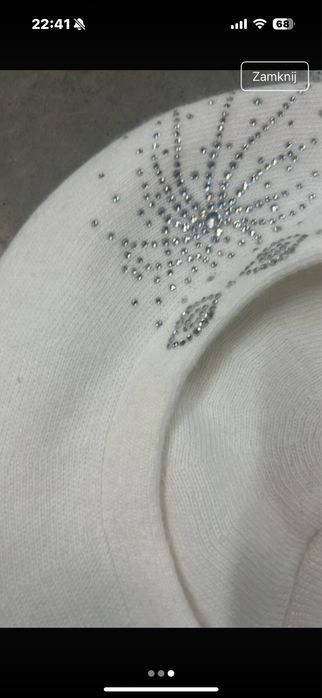 Beret dzianina cyrkonia