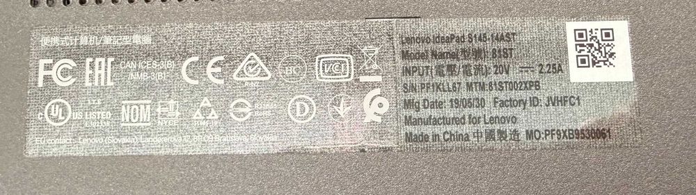 Laptop Lenovo IdeaPad S145-14AST  81ST