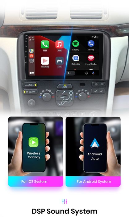 Rádio 9" android Volvo S80 de 1998 a 2006 CARPLAY WIFI GPS Novo