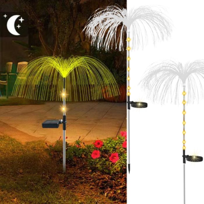 LAMPA Solarna Ogrodowa MEDUZA Wbijana ŚWIATŁOWODOWA Zestaw 2 szt.