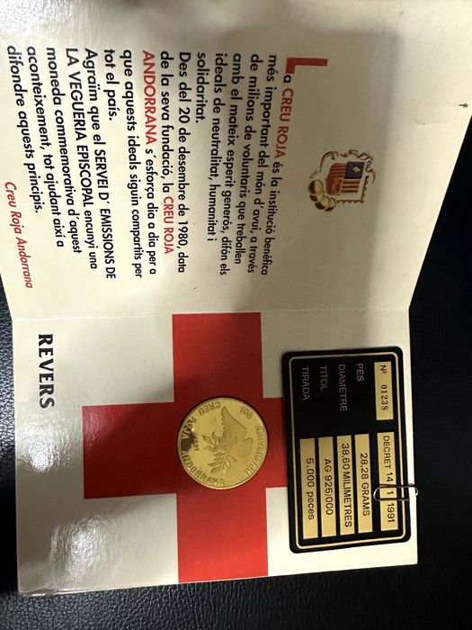 Andorra 1991 "10th Anniversary of Red Cross" Prata Proof