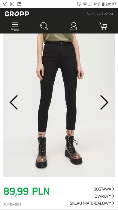 Spodnie jeansy High Waist z kieszeniami Cargo Nowe rozm 34