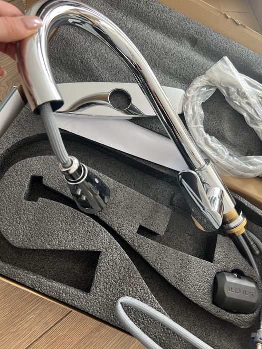 Bateria kuchenna kran srebro chrom