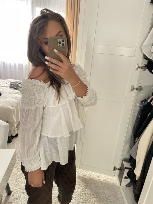 Biała bluzka boho Zara hiszpanka s/36