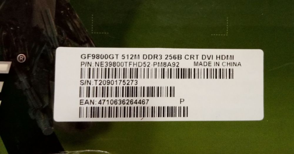 Видеокарта GeForce 9800GT , 512MB: 215 грн. - Комплектуючі та аксесуари ...