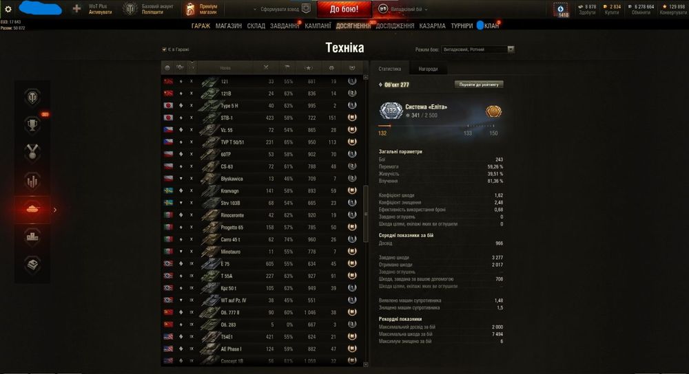 Аккаунт World of Tanks WOT