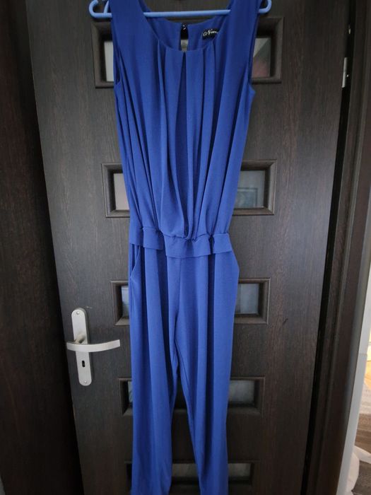 elegancki damski szafirowy kombinezon