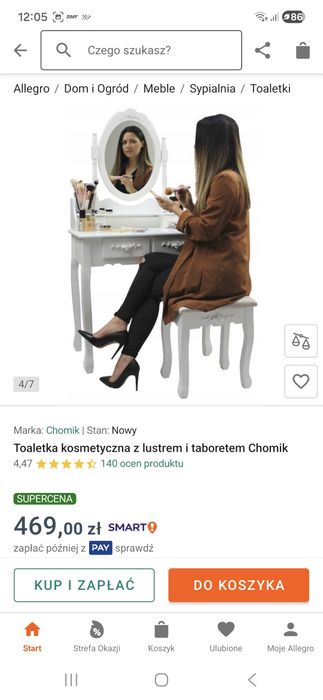 Toaletka biala z lustrem
