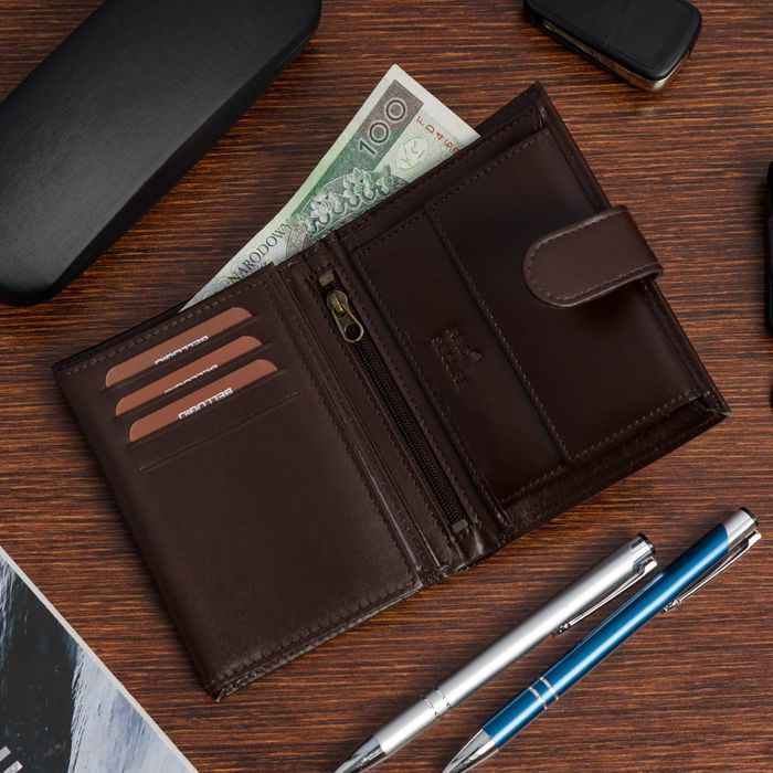 Portfel męski skórzany ARTURO 073 ciemnobrązowy ze skóry naturalnej