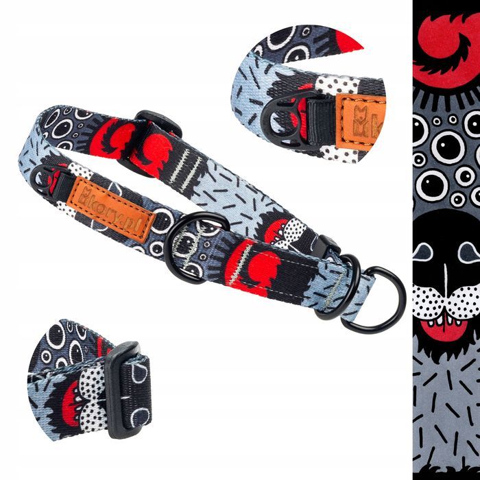 solidna obroża półzaciskowa dla dobermana rottweilera 42-62 cm szara