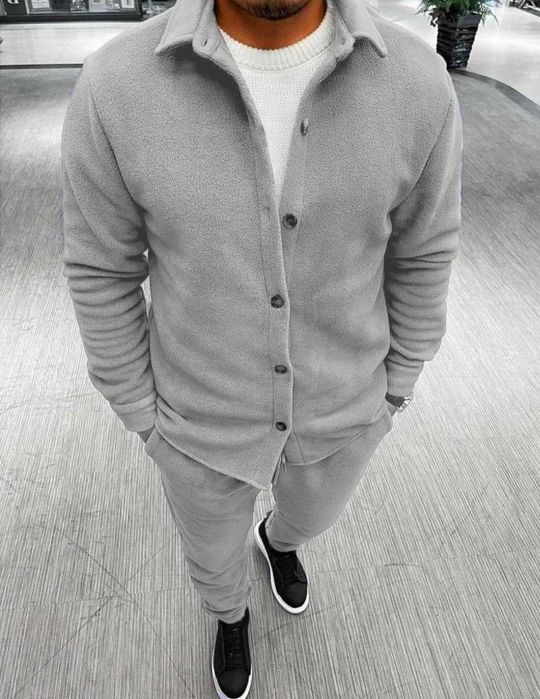 Спортивний костюм чоловічий зимовий теплий флісовий кофта штани Button