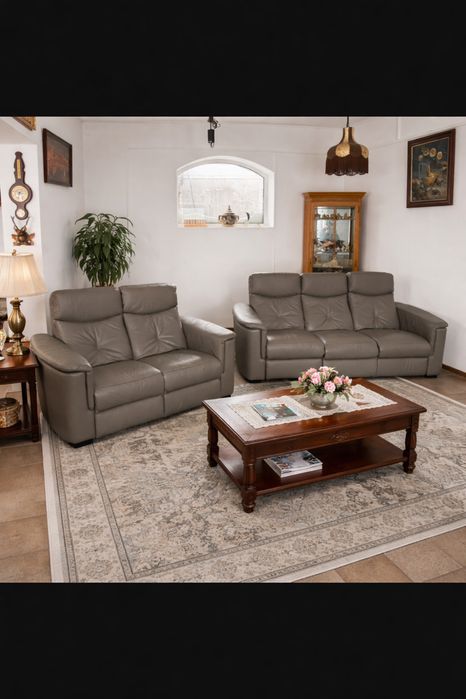 Диван натур кожа, комплект, кут, крісло, меблі з Європи. Доставка