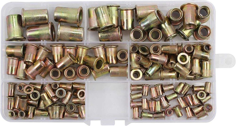 Kit de porcas de rebite em aço carbono galvanizado, novo