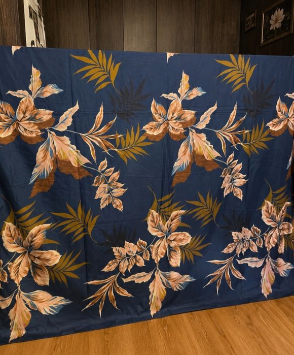 Komplet pościeli 160x200cm Granatowy w Liście 4 częściowy