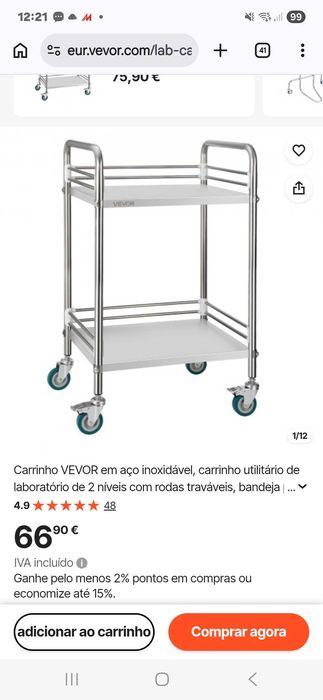 Carrinho aco inox vevor