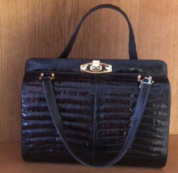 Carteira autêntica de crocodilo castanha