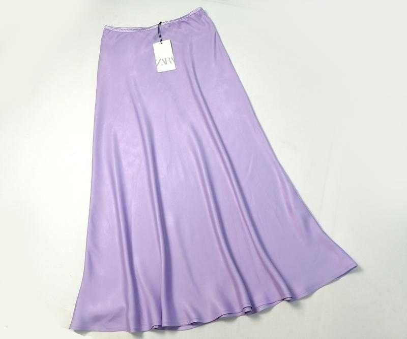 Атласная нежная юбка миди Zara