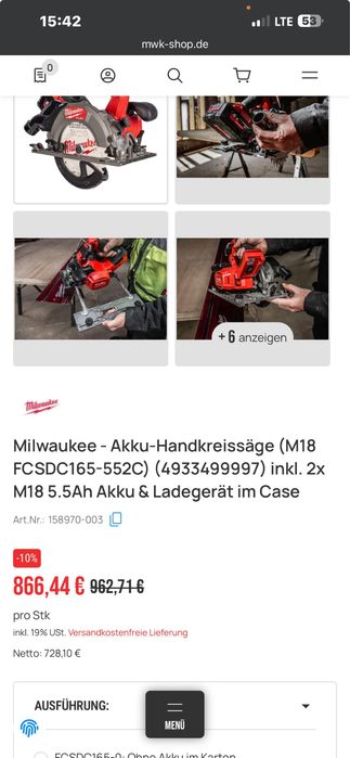 Piła / pilarka tarczowa  Milwaukee  M18-FCSDC165 nie makita