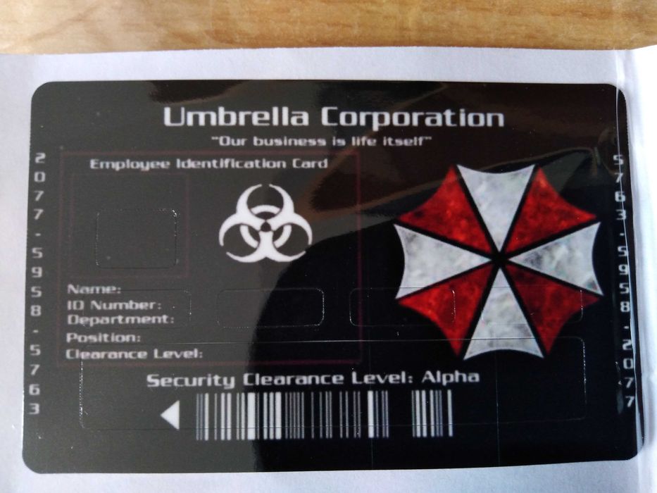 Adesivos Cartão Identificação Umbrella Corporation
