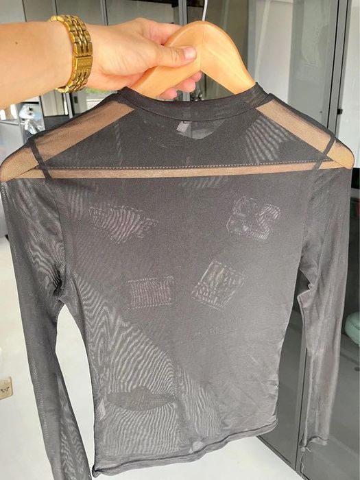 Bluzka siateczkowata z naszywkami, NOWA, elastyczna przeźroczysta r. S